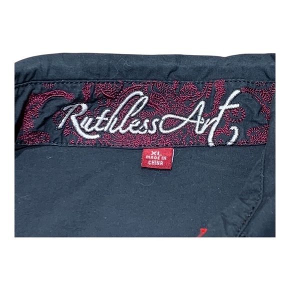 Men’s Vintage Y2K Ruthless Art Embellished Button Front - Picture 6 of 6